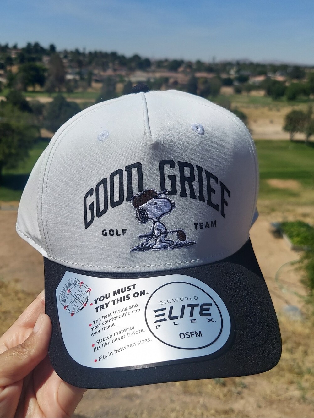 Peanuts White and Black 'Good Grief' Golf Team Cap
